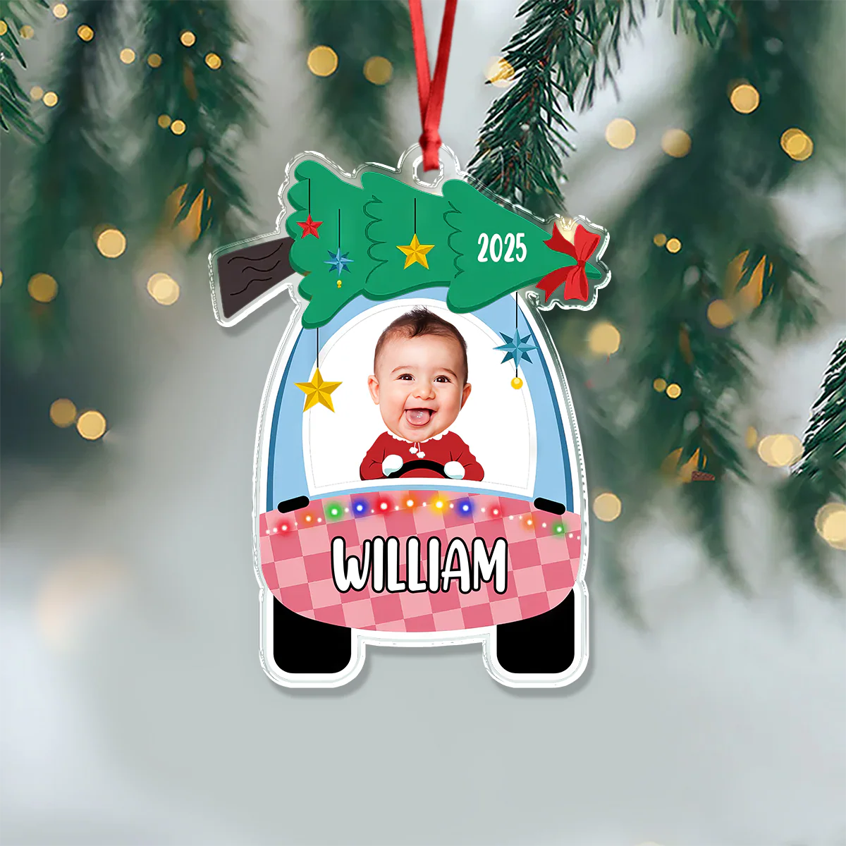 Custom Photo Cute Baby First Christmas Car Acrylic Ornament HO82 894646 - Image 5