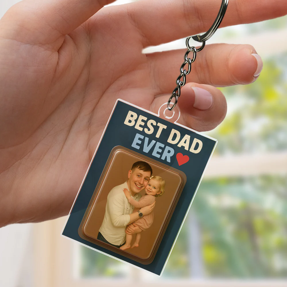 Custom Photo Dad And Kid Action Figure Acrylic Keychain Gift For Father's Day HO82 894002 - Image 2