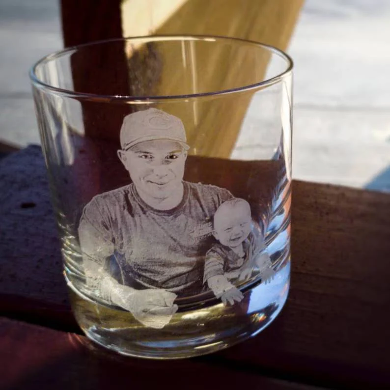 Custom Photo Dad And Kid Engraved Whiskey Glass - Gift For Dad, Father's Day HO82 902666 - Image 3