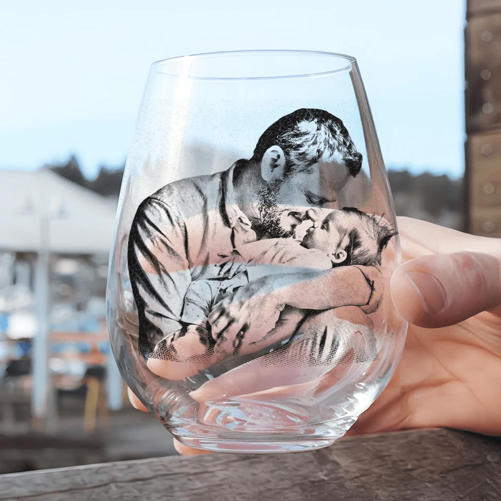 Custom Photo Dad & Son, Dad & Daughter Family Stemless Wine Glass Unique Father's Day Gift HO82 893414 - Image 3