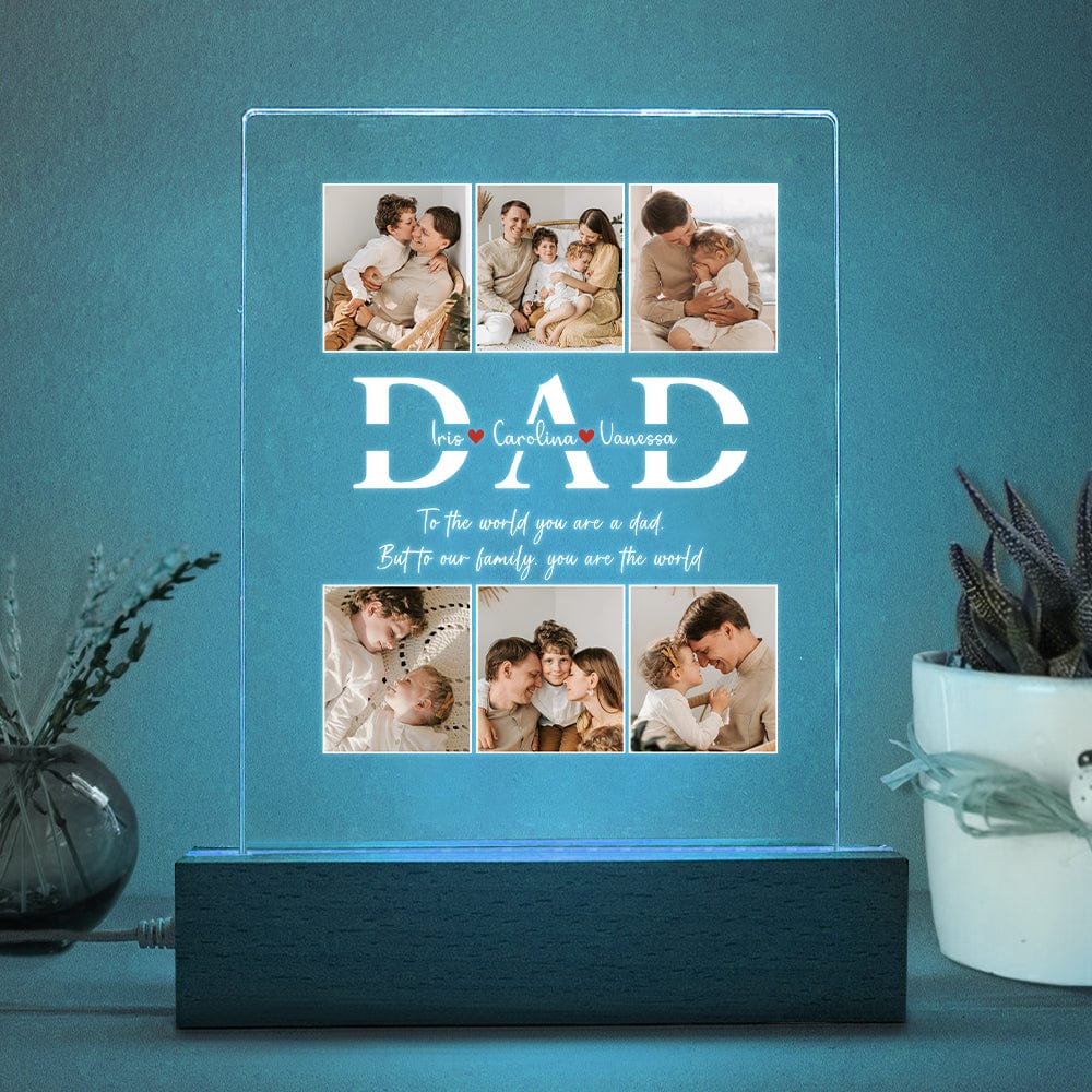 Custom Photo Dad To Our Family You Are The World Acrylic Plaque LED Night Light TA29 890422 - Image 6