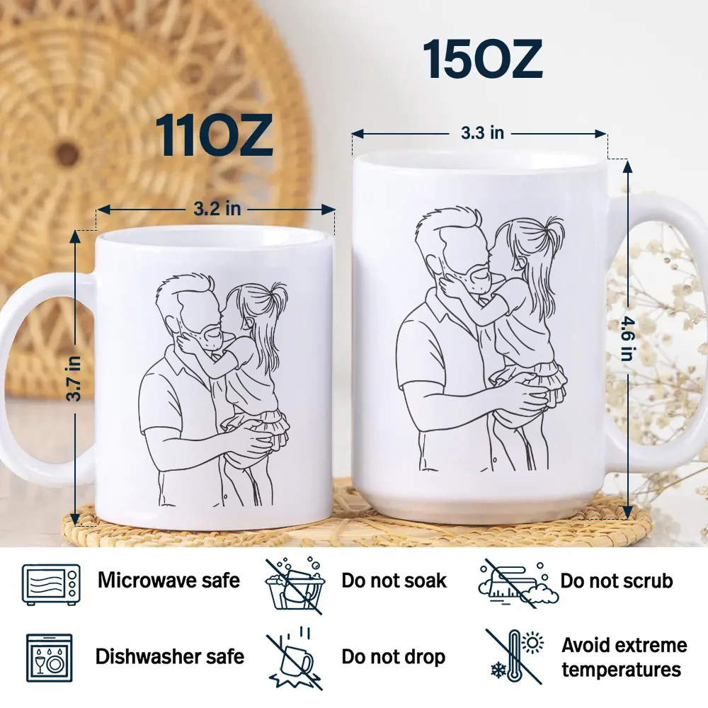 Custom Photo Dad With Kid Drawing Style Mug HO82 894202 - Image 7