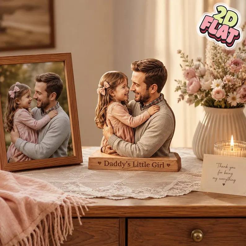 Custom Photo Dad with Kids Acrylic Block Plaque Father’s Day Gift HO82 902550 - Image 2