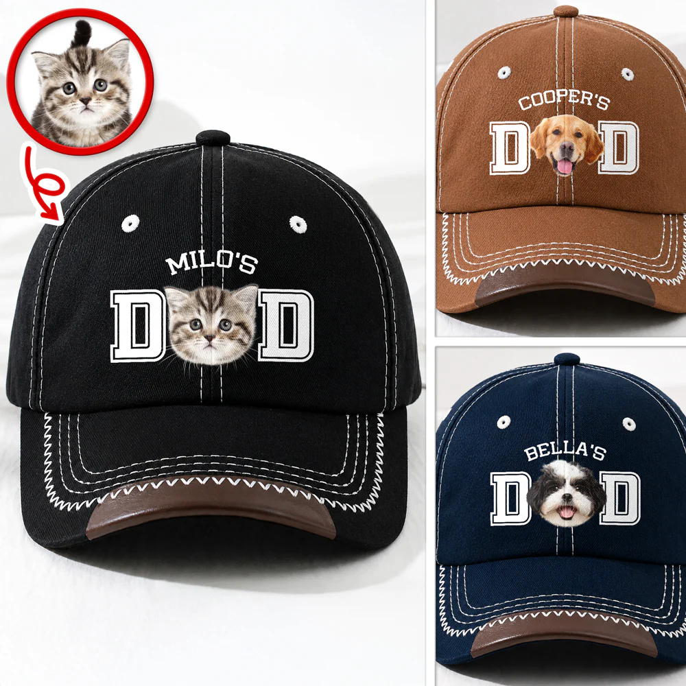 Custom Photo Dog Cat Dad Soft Baseball Cap - Gift For Dog Lovers, Father's Day HO82 902556 - Image 3