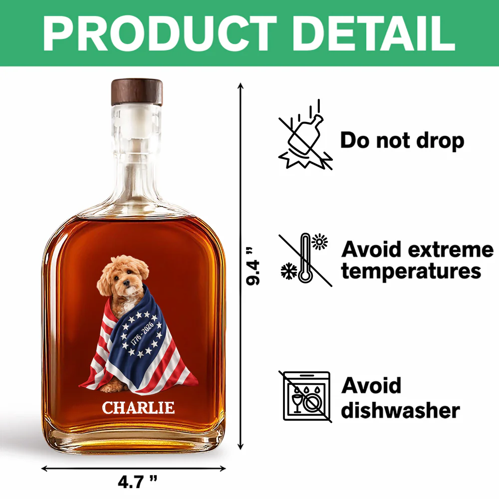 Custom Photo Dog Cat With US 250 Whiskey Bottle HO82 901256 - Image 7