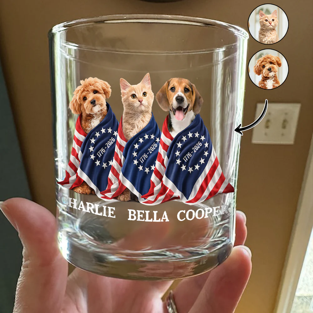 Custom Photo Dog Cat With US 250 Whiskey Glass HO82 901258 - Image 3