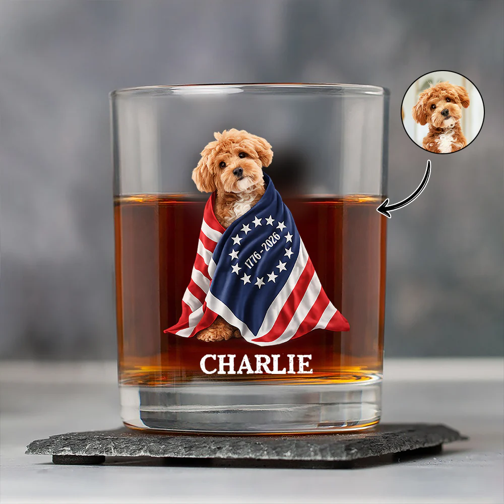 Custom Photo Dog Cat With US 250 Whiskey Glass HO82 901258 - Image 4