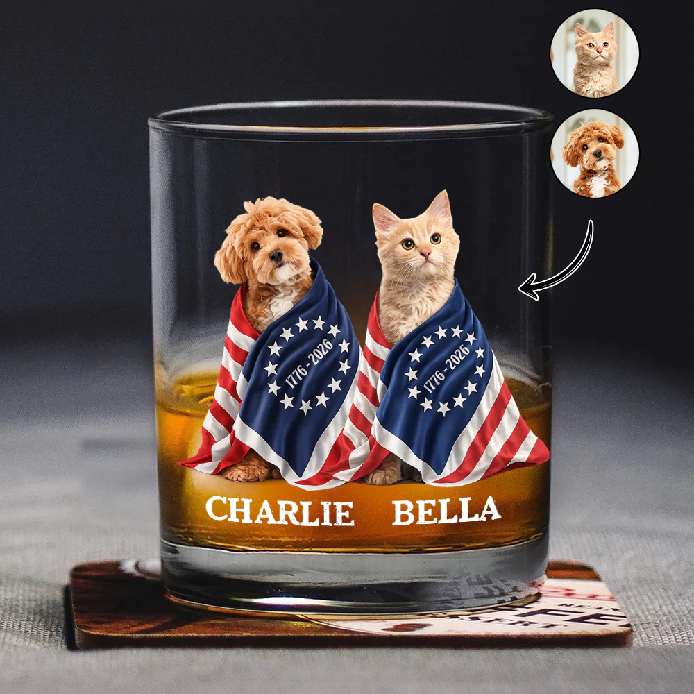 Custom Photo Dog Cat With US 250 Whiskey Glass HO82 901258 - Image 5
