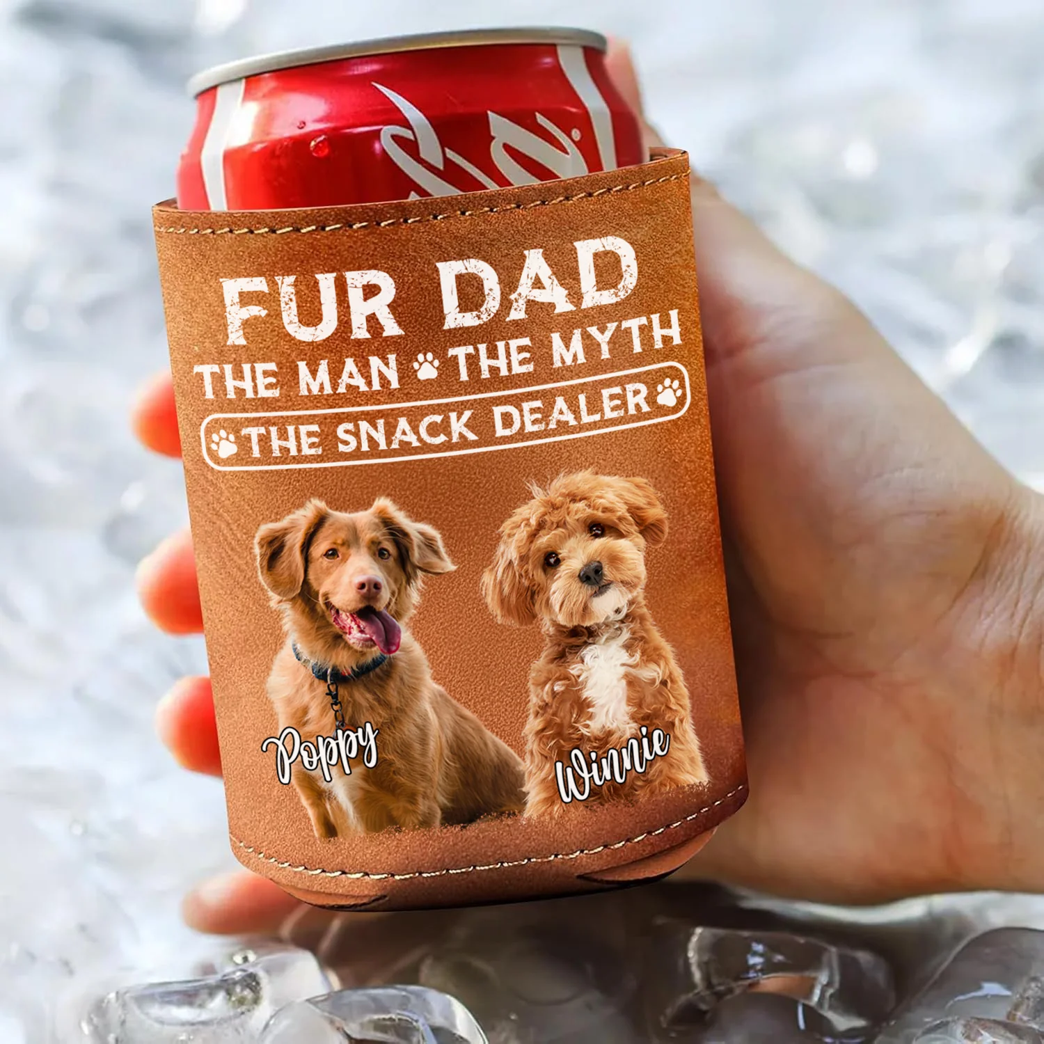 Custom Photo Dog Dad The Man The Myth The Snack Dealer Dog Leather Can Cooler Holder Gift For Dog Lovers HO82 894104 - Image 2
