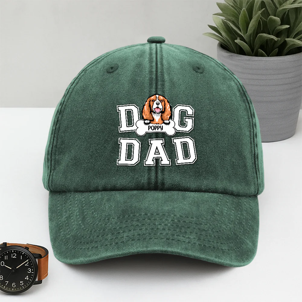 Custom Photo Dog Dad We Sniff Together, We Stick Together Washed Denim Baseball Cap HO82 893896 - Image 3