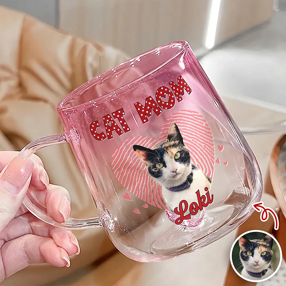 Custom Photo Dog Mom Cat Mom Pink Gradient Glass Mug - Gift For Dog Cat Mom, Mother's Day HO82 901768 - Image 9