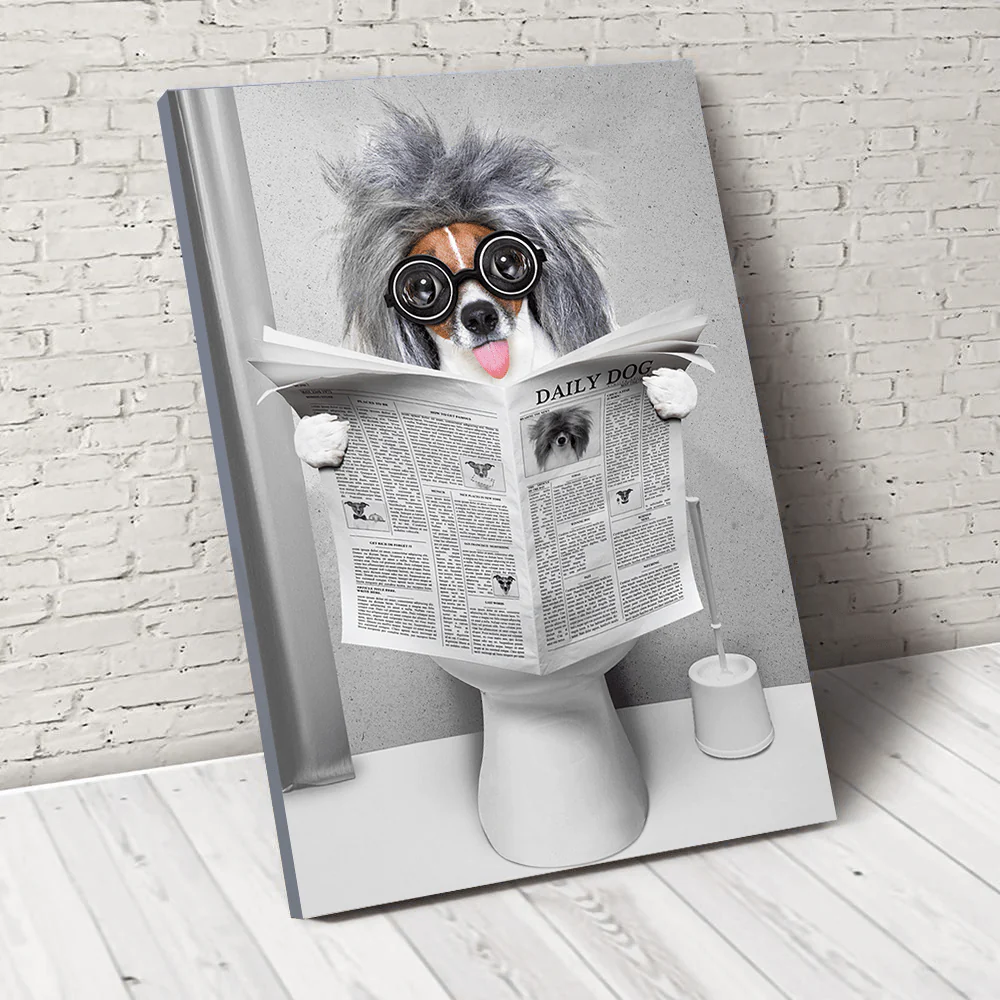 Custom Photo Dog Cat Read Newspaper In Toilet Poster N304 890210 - Image 15