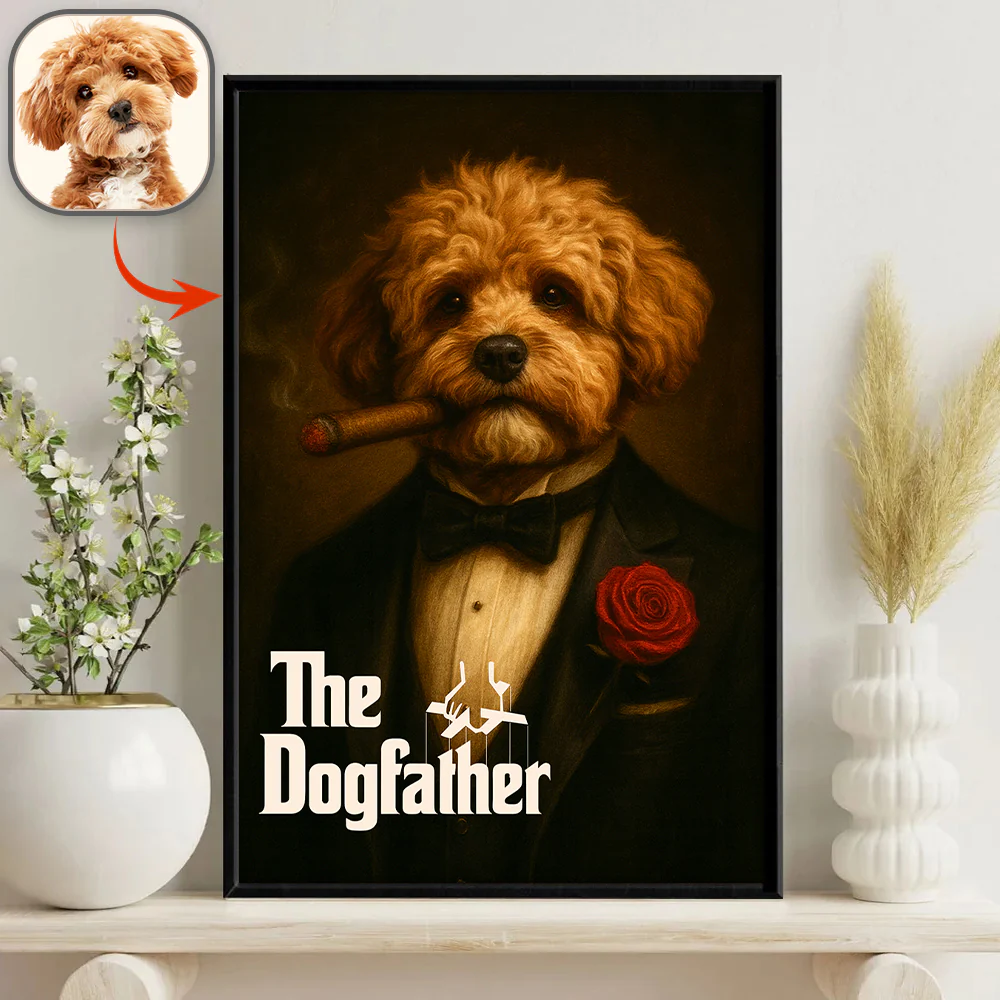 Custom Photo Dogfather Catfather Classical Style Poster Gift For Dog Cat Lovers HO82 894840 - Image 2