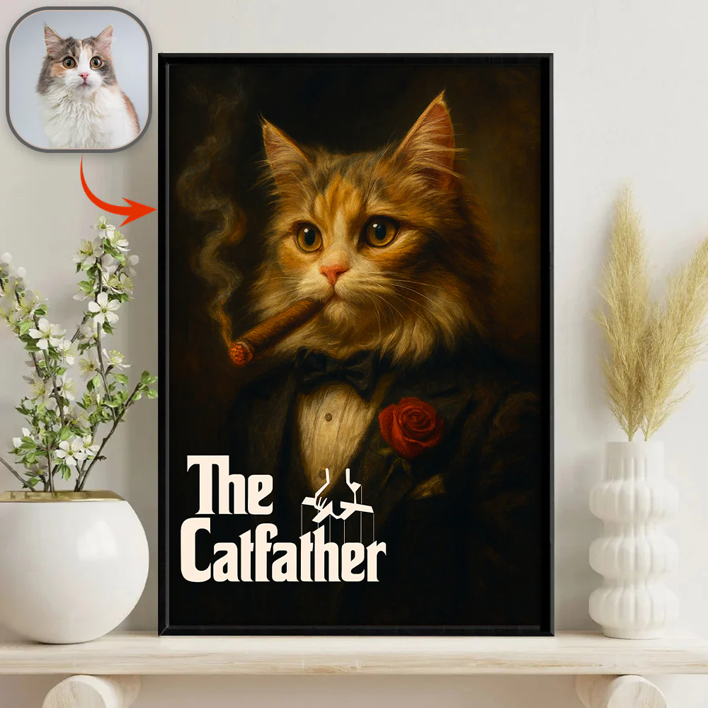 Custom Photo Dogfather Catfather Classical Style Poster Gift For Dog Cat Lovers HO82 894840 - Image 5