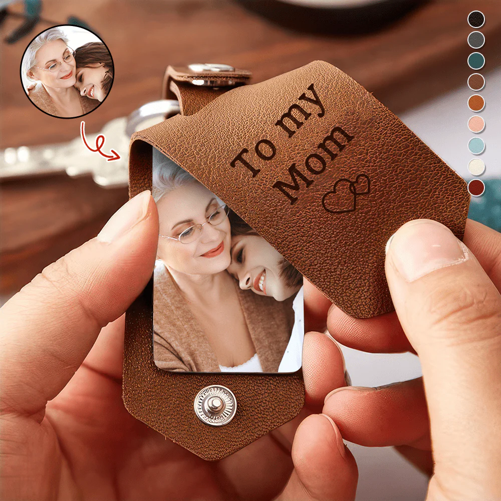 Custom Photo Drive Safe My Mom I Need You Here With Me Leather Keychain DA199 890172 - Image 6