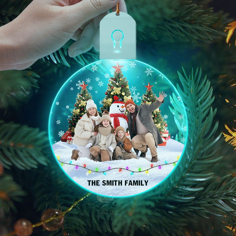 Custom Photo Family Friends Snow Circle Led Acrylic Ornament HO82 893284