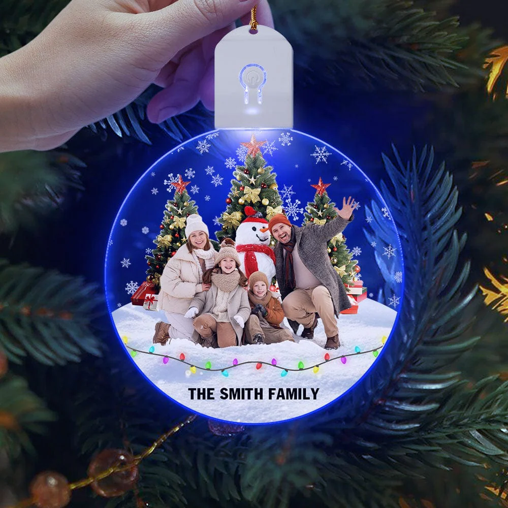 Custom Photo Family Friends Snow Circle Led Acrylic Ornament HO82 893284 - Image 3