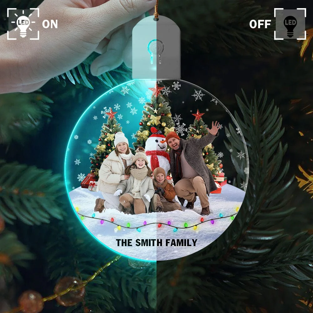 Custom Photo Family Friends Snow Circle Led Acrylic Ornament HO82 893284 - Image 4