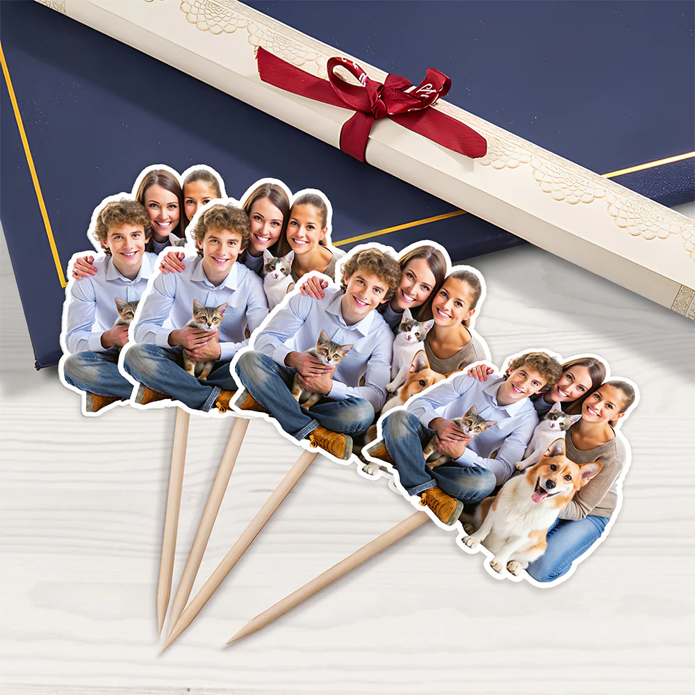 Custom Photo Family With Dog Cat Cupcake Toppers HO82 893640 - Image 4