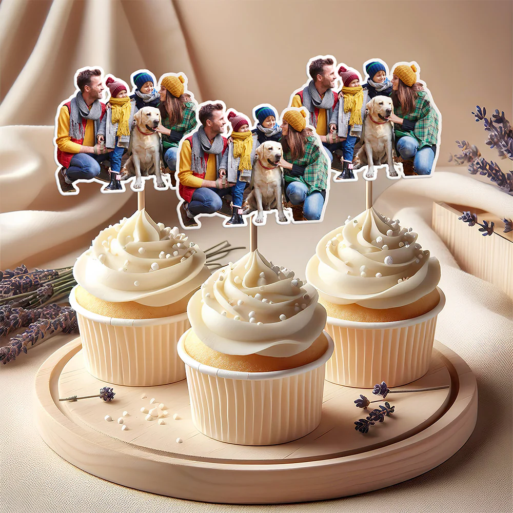 Custom Photo Family With Dog Cat Cupcake Toppers HO82 893640 - Image 9
