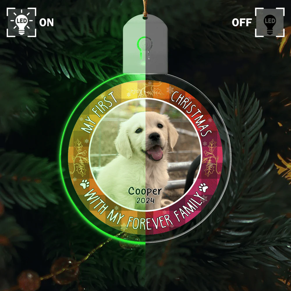 Custom Photo First Christmas Pet Lovers Circle Led Acrylic Ornament HO82 893306 - Image 7