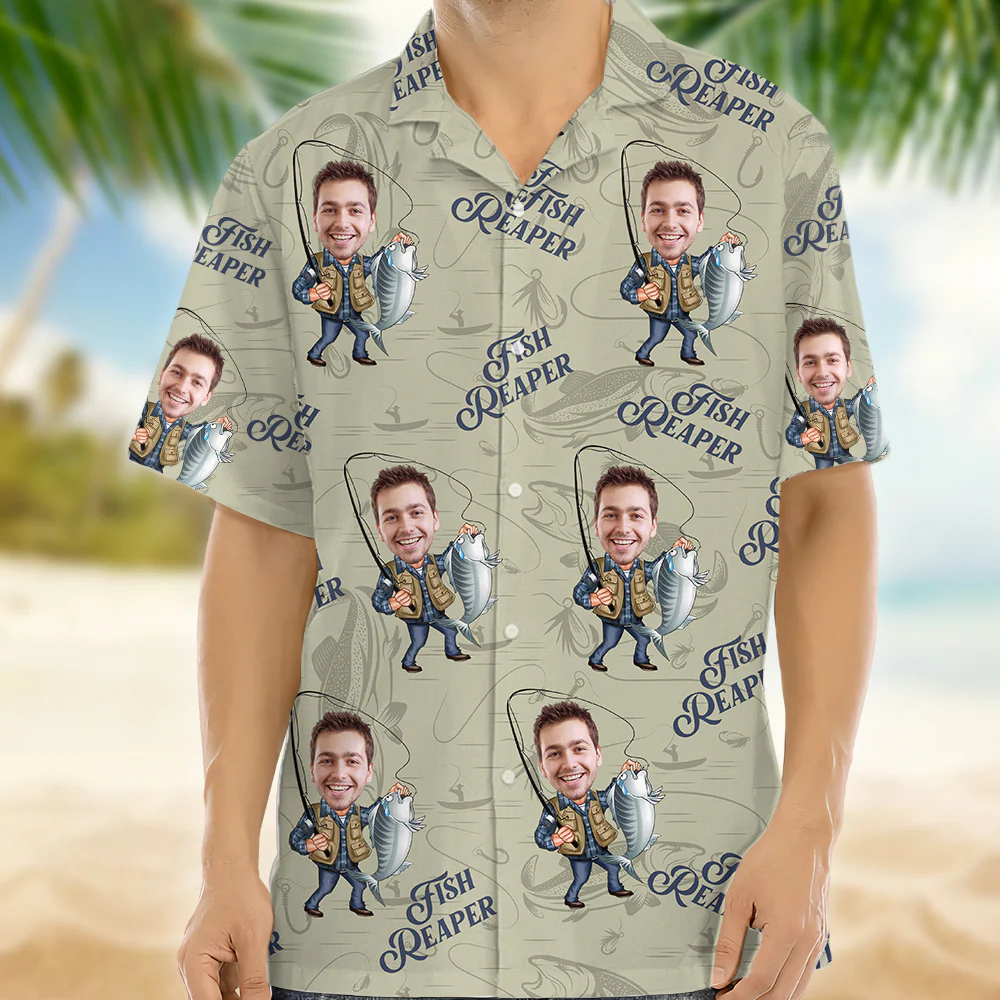 Custom Photo Fish Reaper Hawaiian Shirt Gift For Fishing Lovers HO82 894124 - Image 8