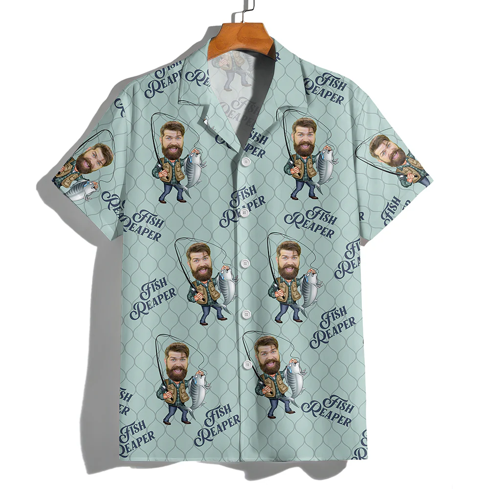 Custom Photo Fish Reaper Hawaiian Shirt Gift For Fishing Lovers HO82 894124 - Image 9