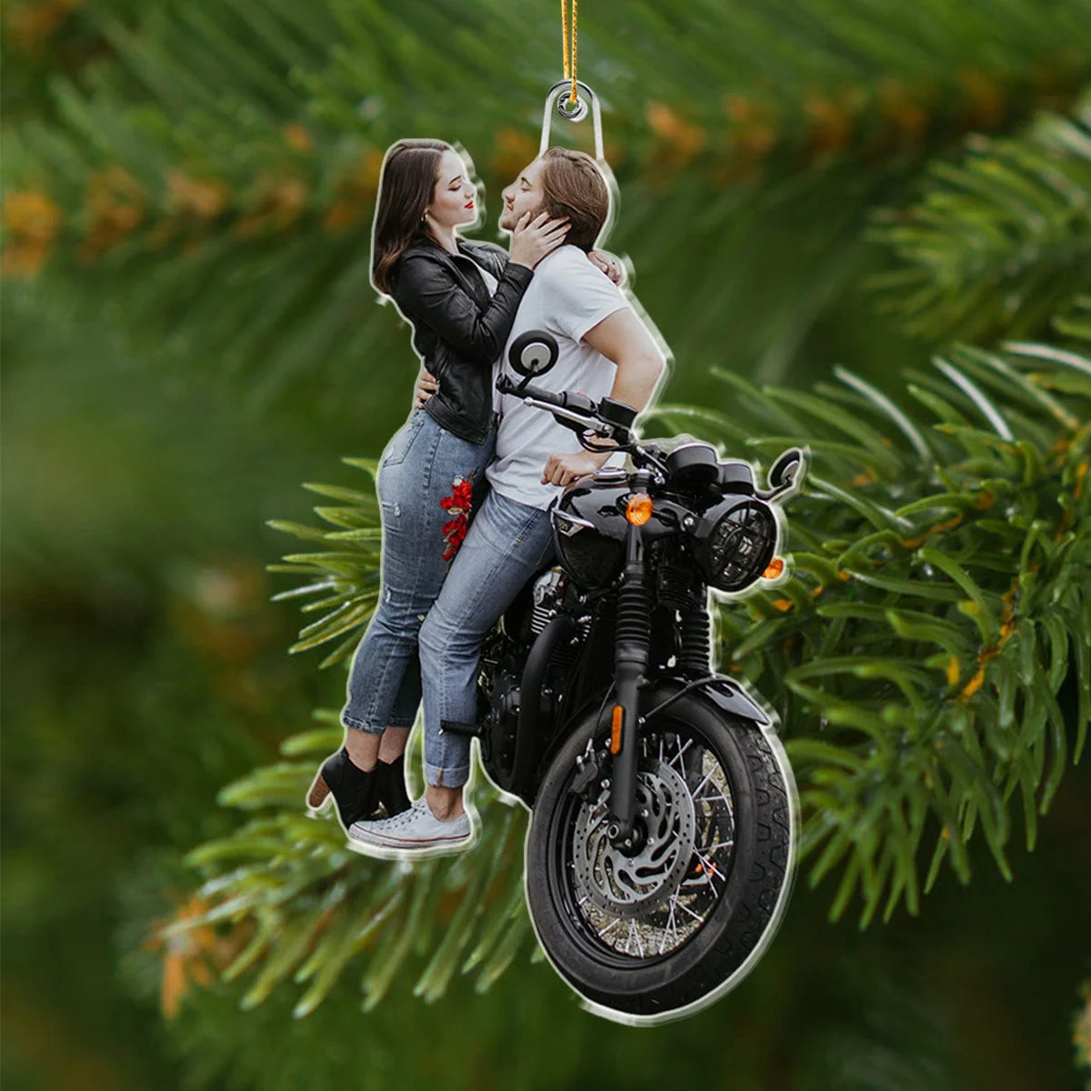 Custom Photo For Motorcycle Couple Acrylic Ornament N304 889820