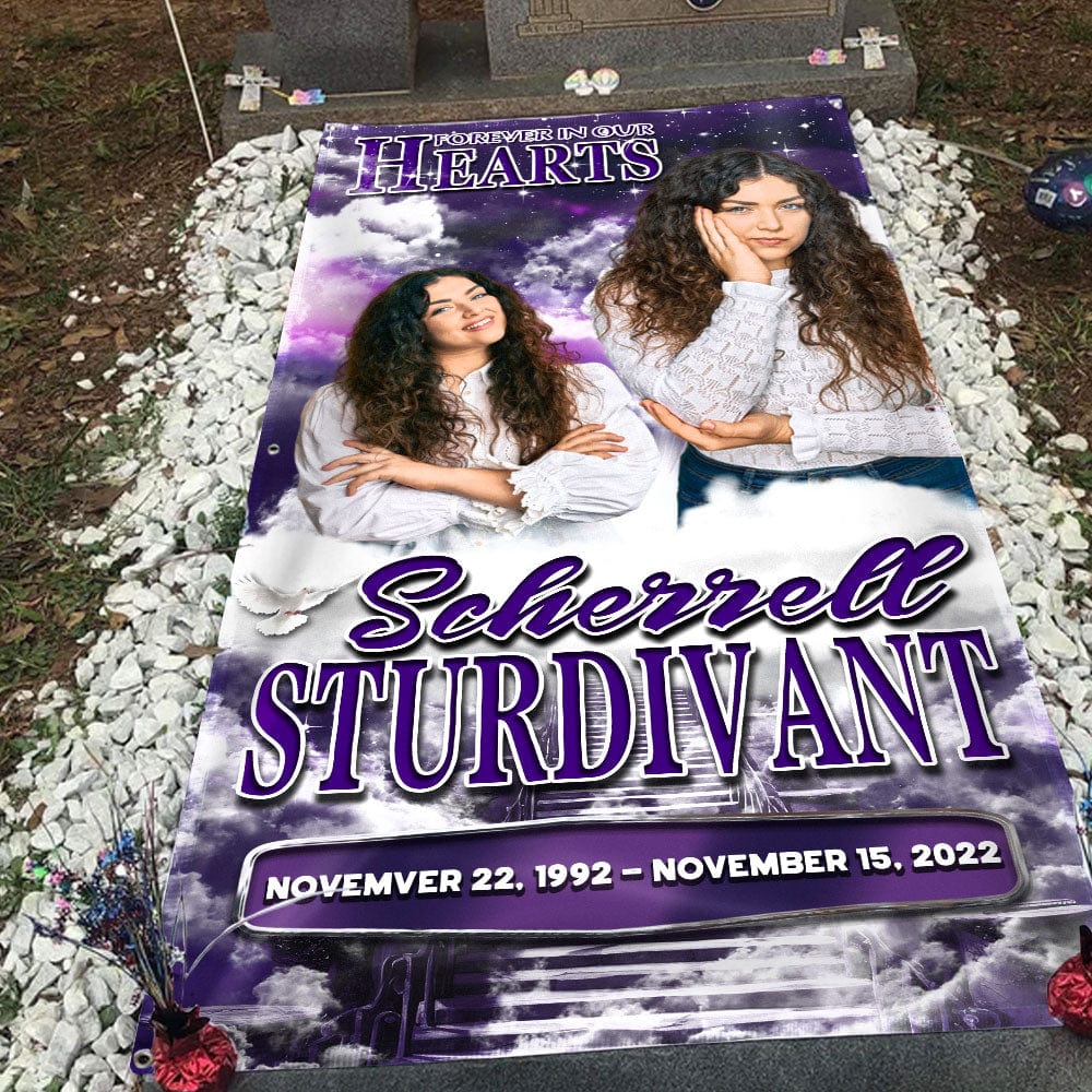 Custom Photo Forever In Our Hearts Memorial Grave Blanket N369 890268 - Image 8
