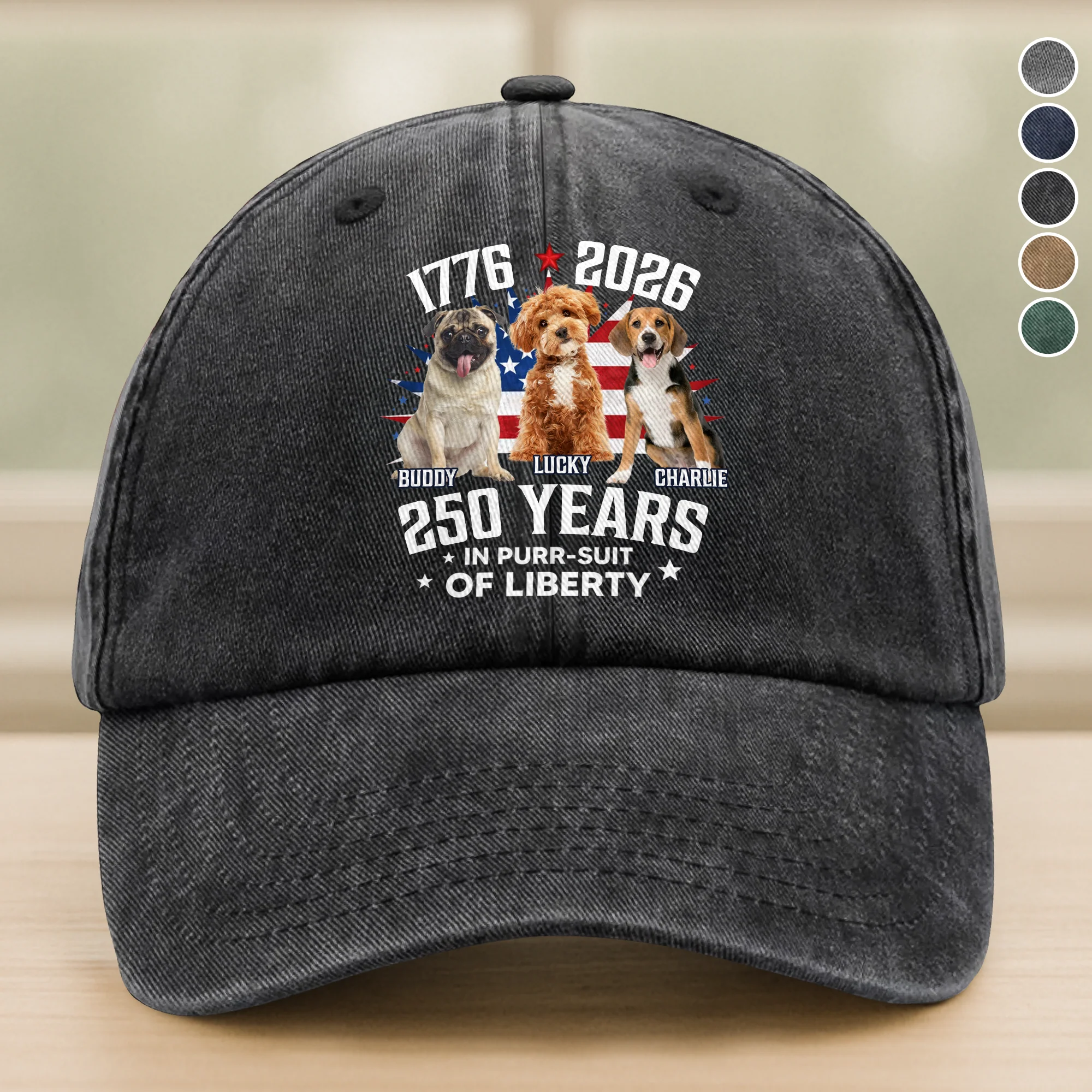 Custom Photo Freedom Vintage Washed Denim Baseball Cap HO82 901228
