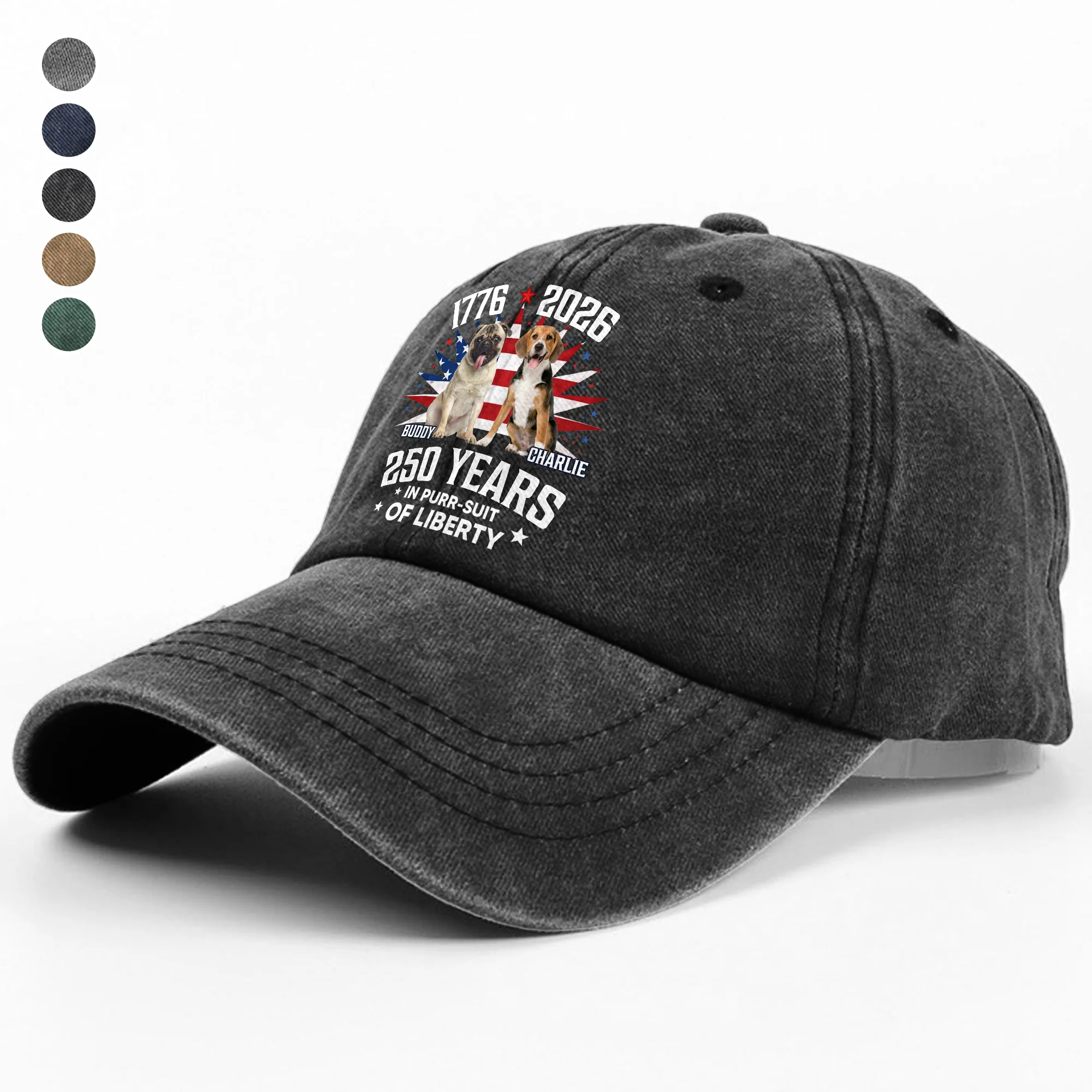 Custom Photo Freedom Vintage Washed Denim Baseball Cap HO82 901228 - Image 2