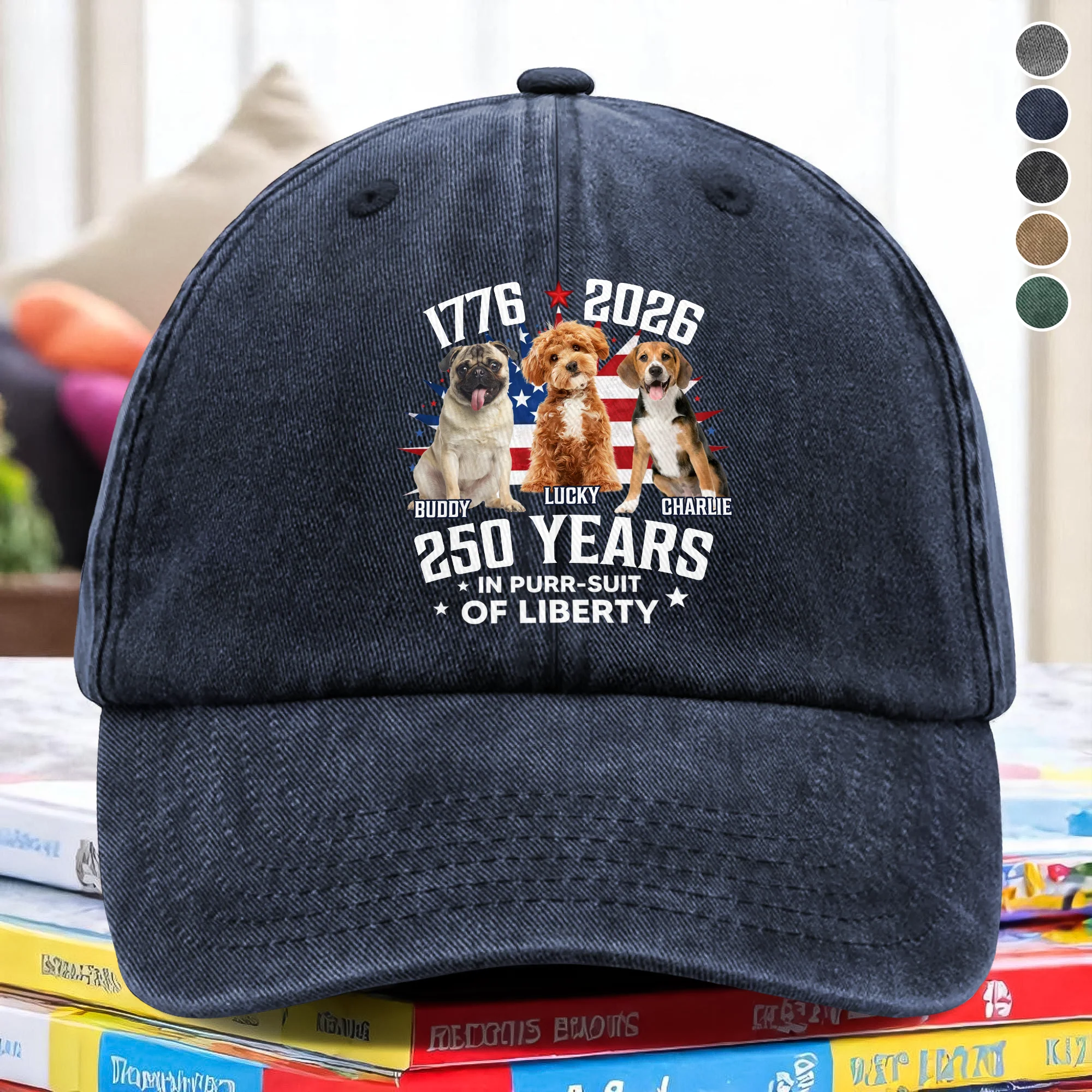 Custom Photo Freedom Vintage Washed Denim Baseball Cap HO82 901228 - Image 3