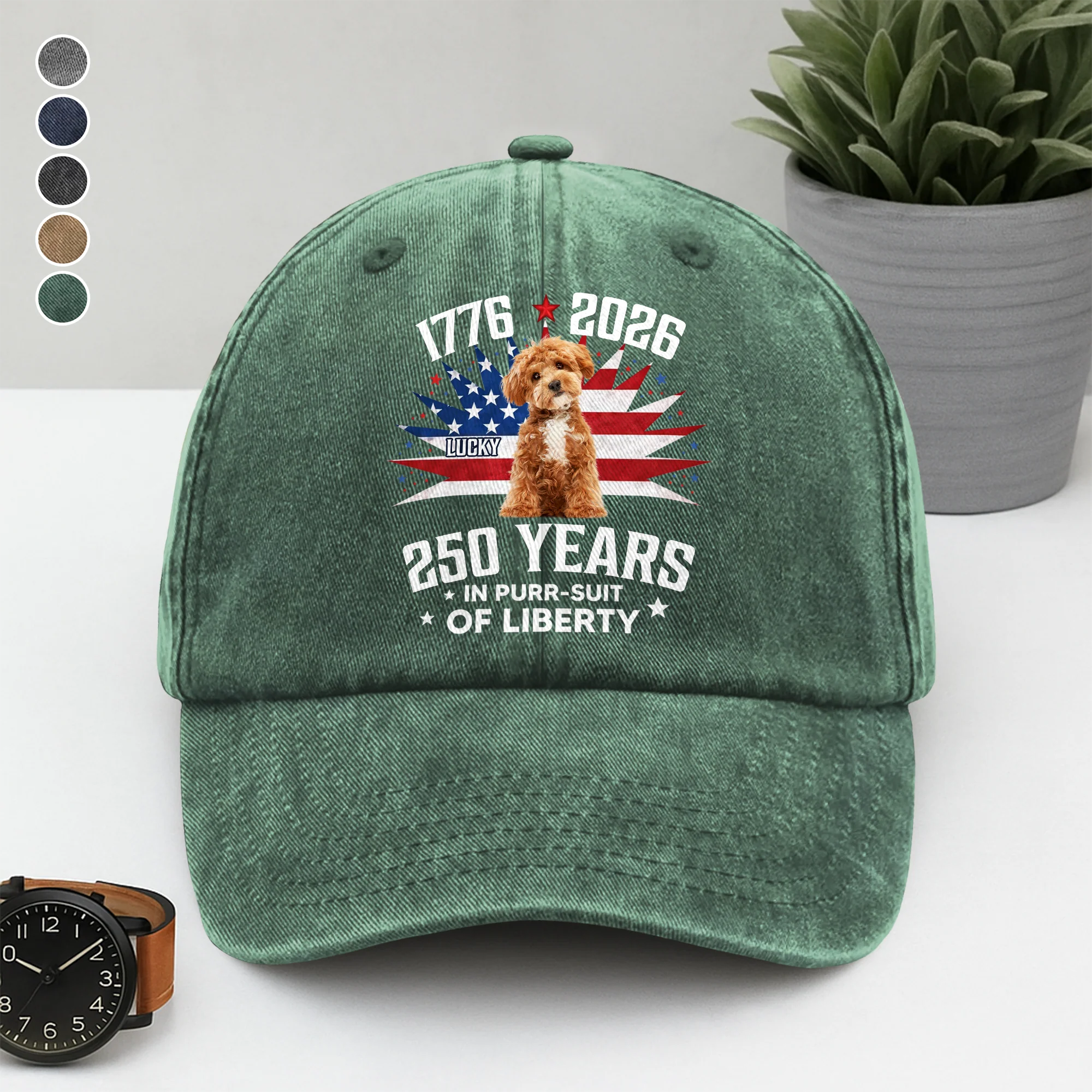 Custom Photo Freedom Vintage Washed Denim Baseball Cap HO82 901228 - Image 6