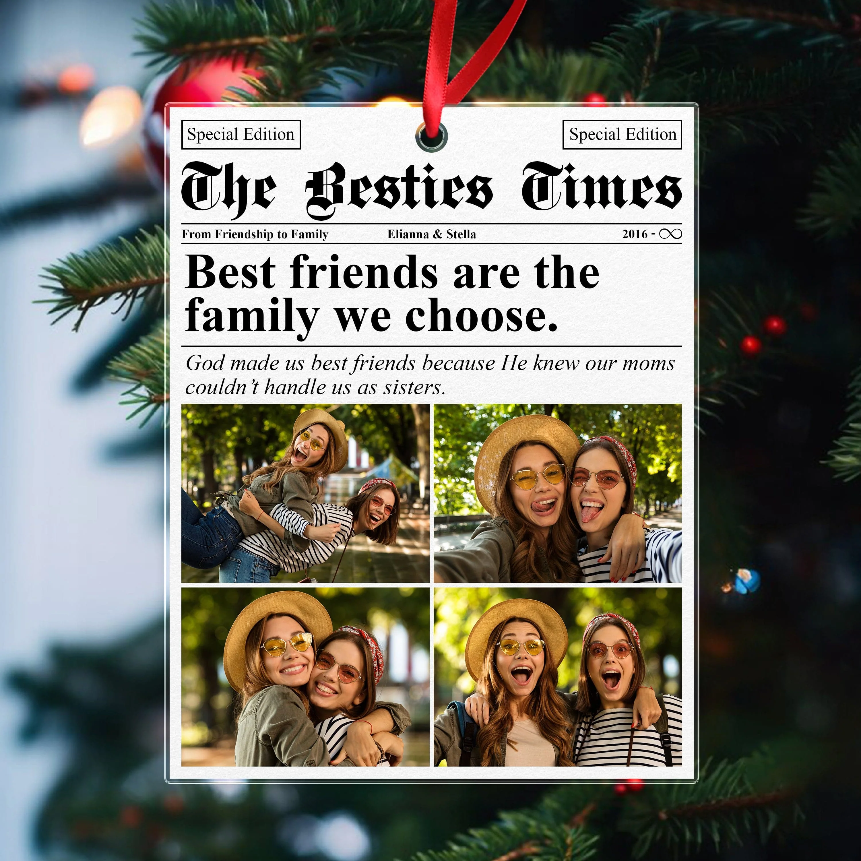 Custom Photo Friendship Gifts Newspaper Besties Acrylic Ornament HO82 N304 893320 - Image 4