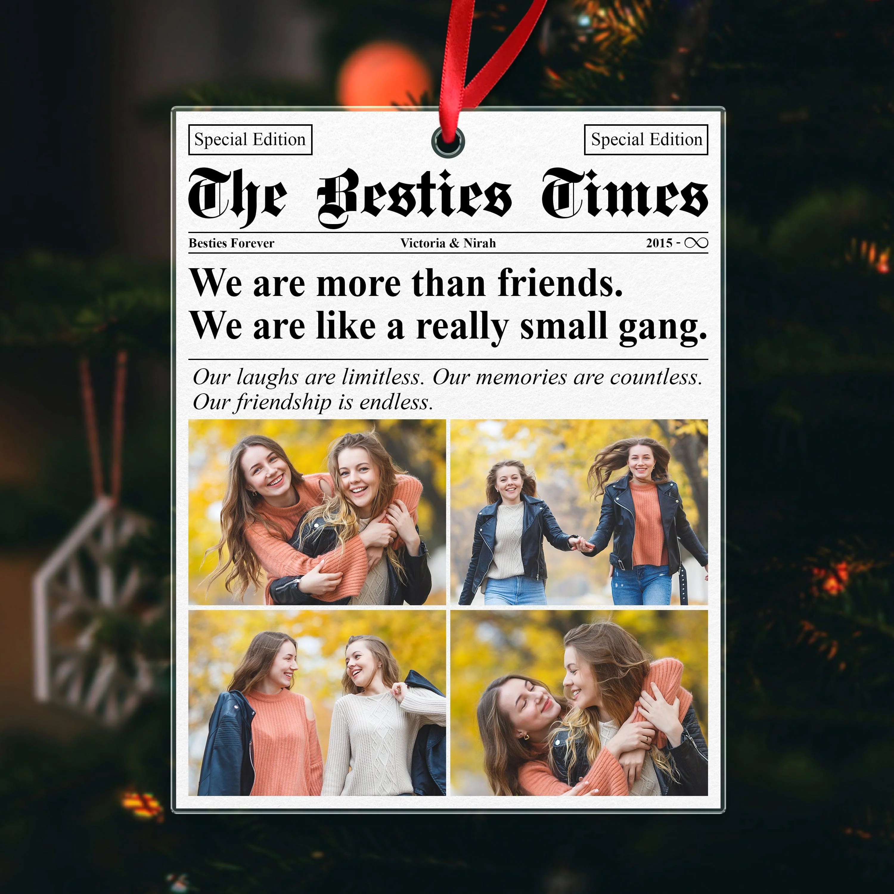Custom Photo Friendship Newspaper Best Friend Christmas Acrylic Ornament HO82 893318 - Image 2