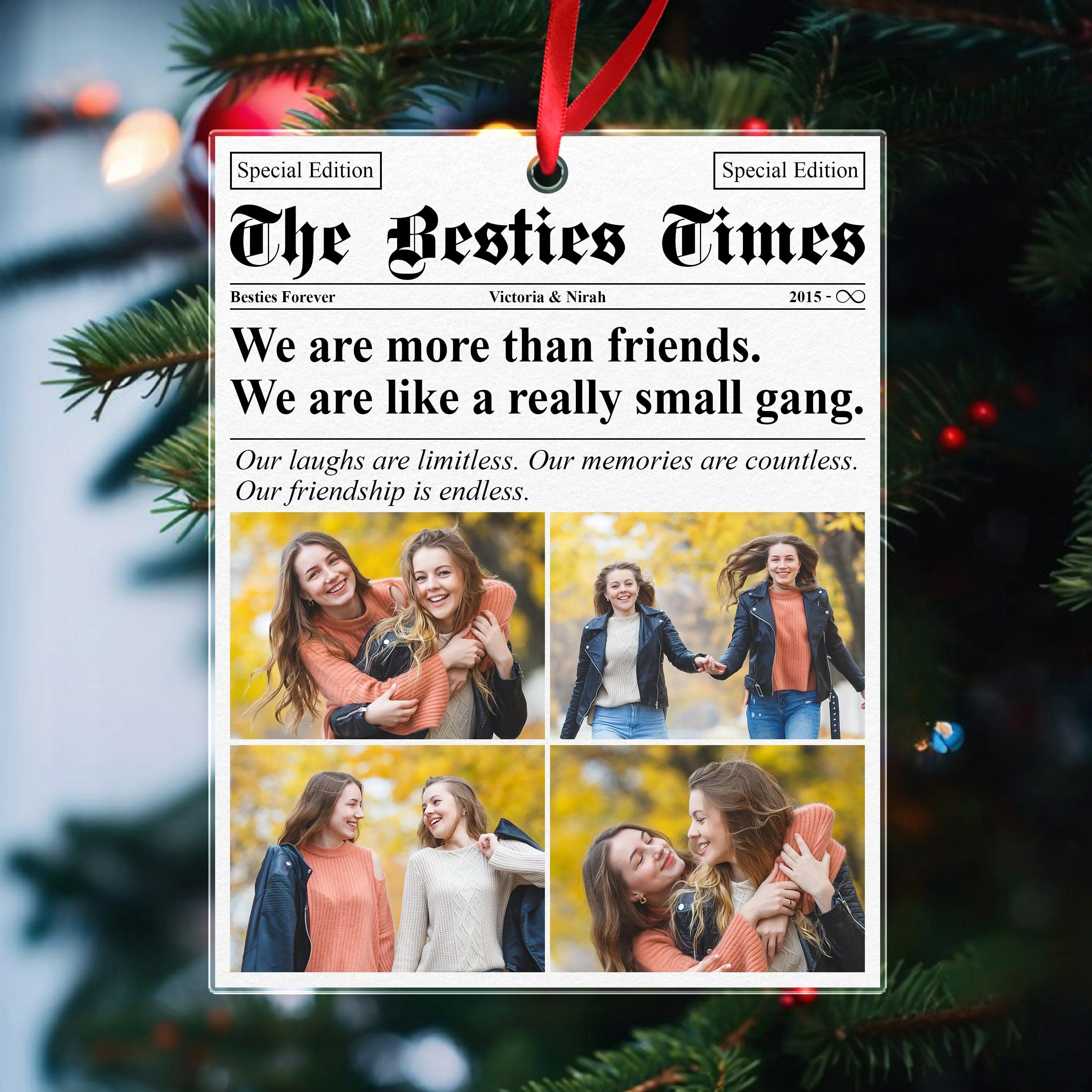 Custom Photo Friendship Newspaper Best Friend Christmas Acrylic Ornament HO82 893318 - Image 3