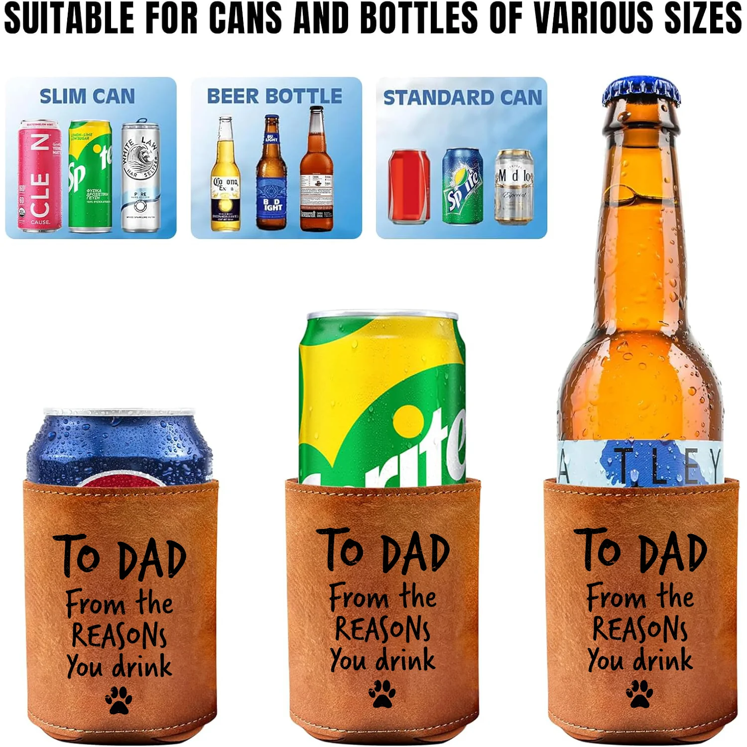 Custom Photo From The Reasons You Drink We Meow You Leather Can Cooler Holder Gift For Cat Lovers HO82 894102 - Image 5