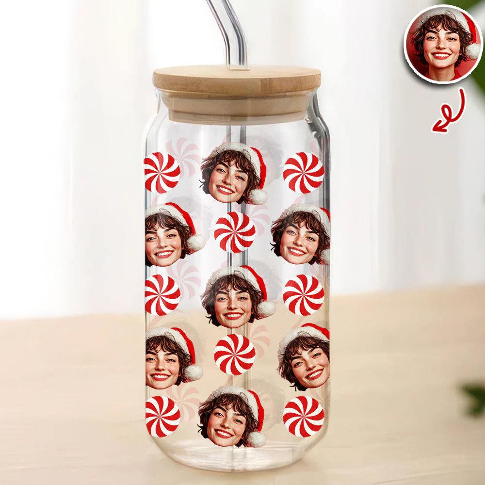 Custom Photo Glass Can With Lid, Christmas Gift For Family HO82 900692 - Image 6