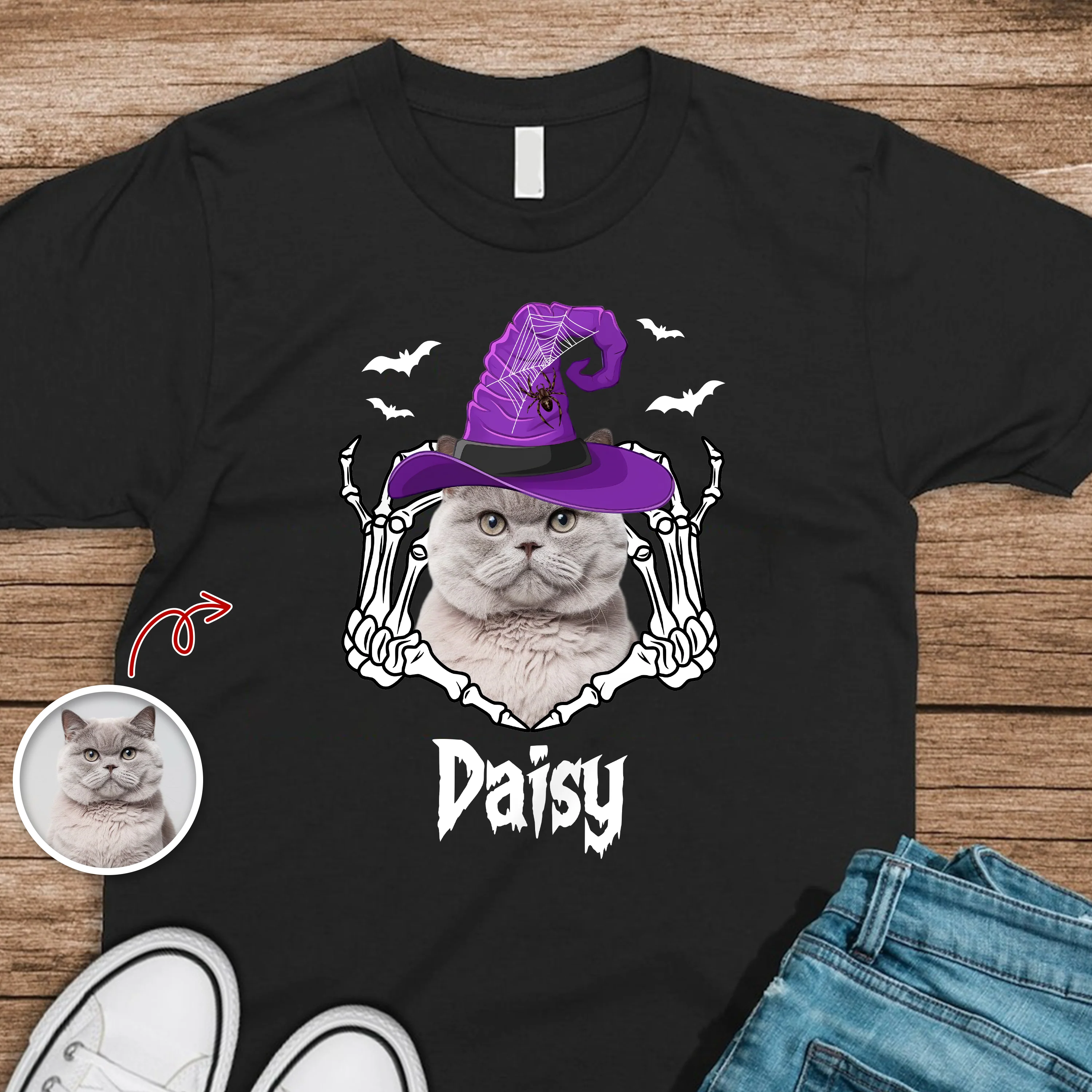 Custom Photo Halloween Dog Witch Dark Shirt HO82 900000 - Image 3