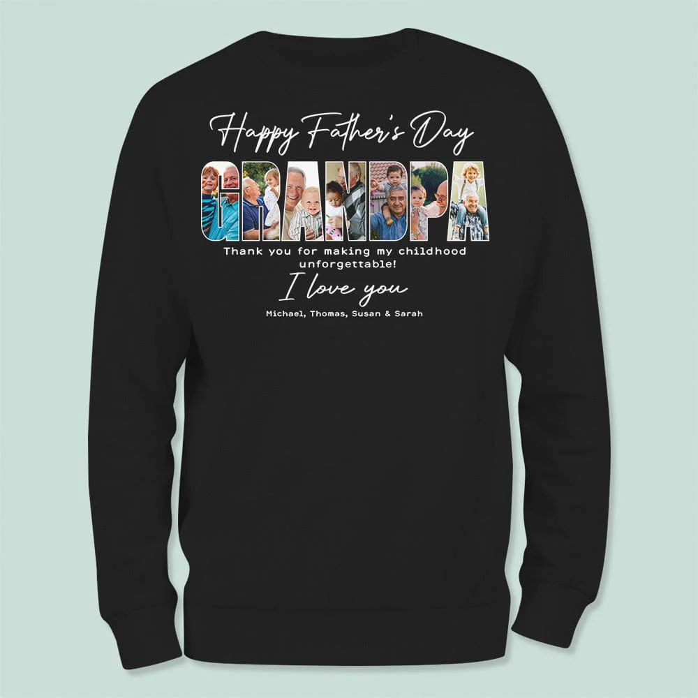 Custom Photo Happy Father's Day Grandpa Dark Shirt N304 889040 - Image 3