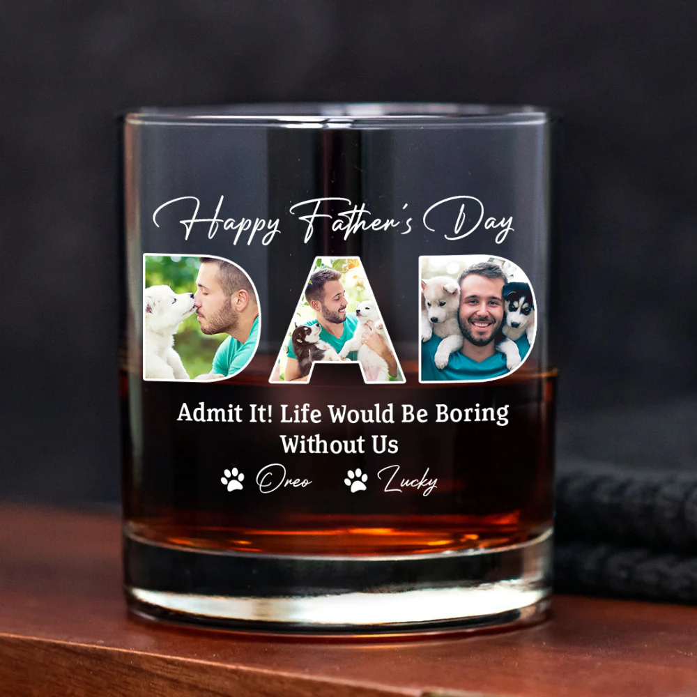 Custom Photo Happy Father's Day Life Would Be Boring Without Me Whiskey Glass HO82 893882 - Image 5