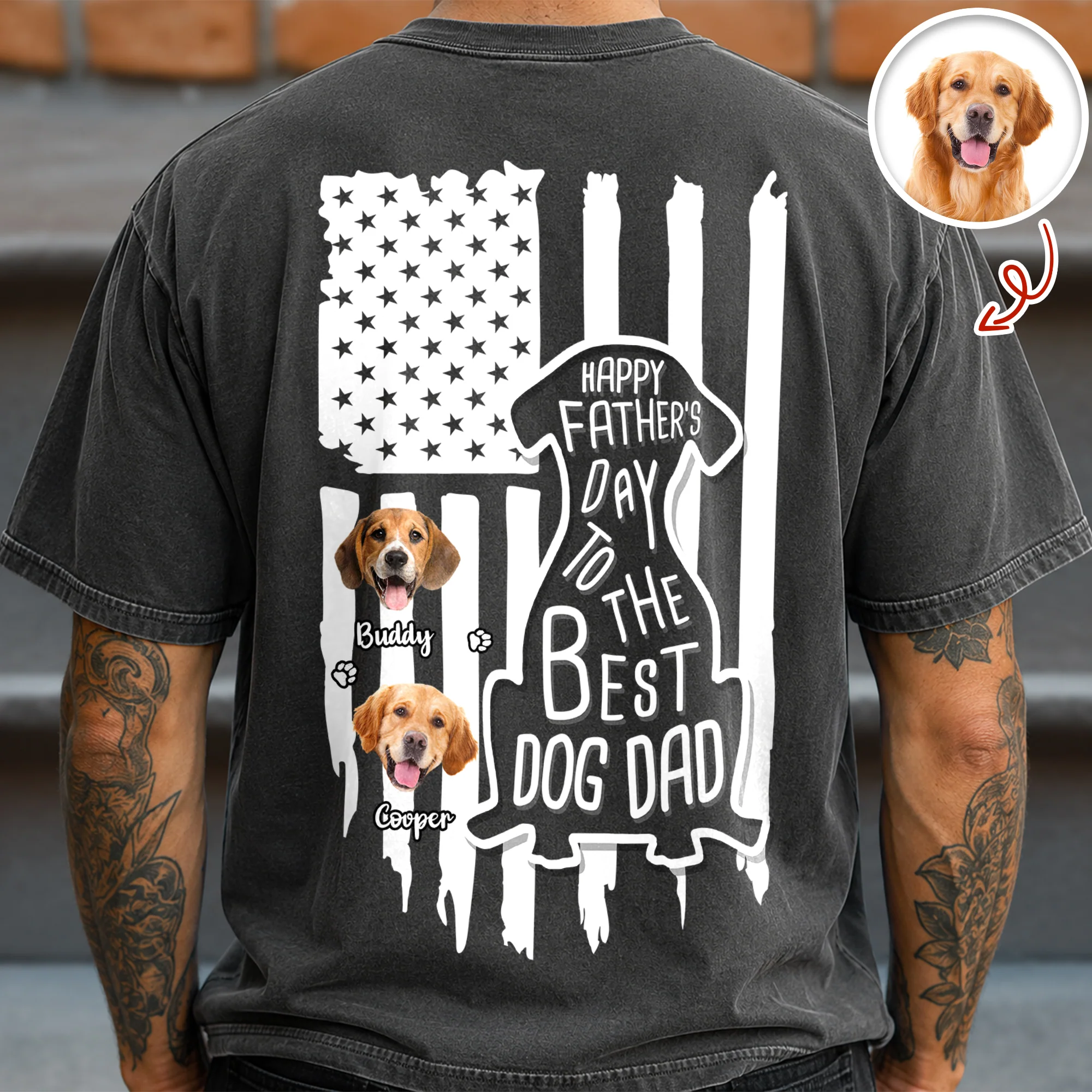 Custom Photo Happy Father's Day To Best Dog Dad Flag Back Comfort Shirt HO82 902792 - Image 2