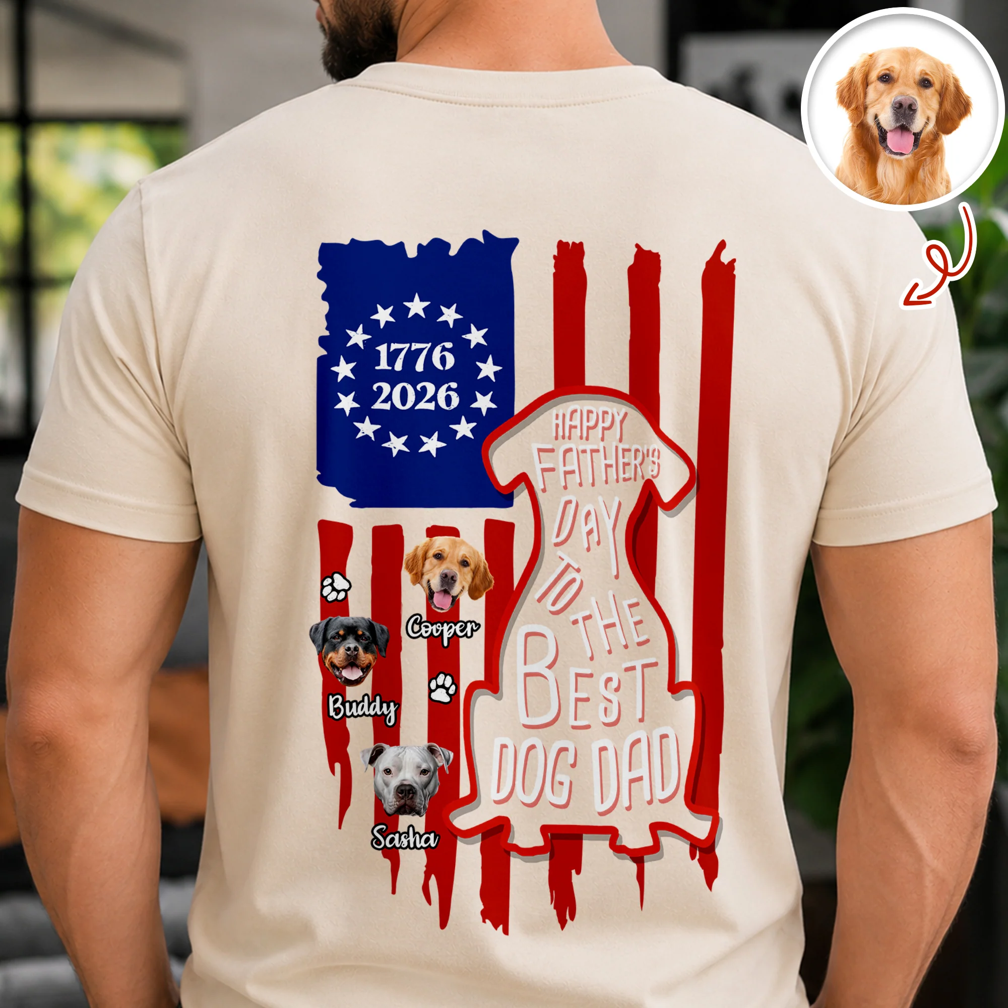 Custom Photo Happy Father's Day To Best Dog Dad Flag Back Comfort Shirt HO82 902792 - Image 3