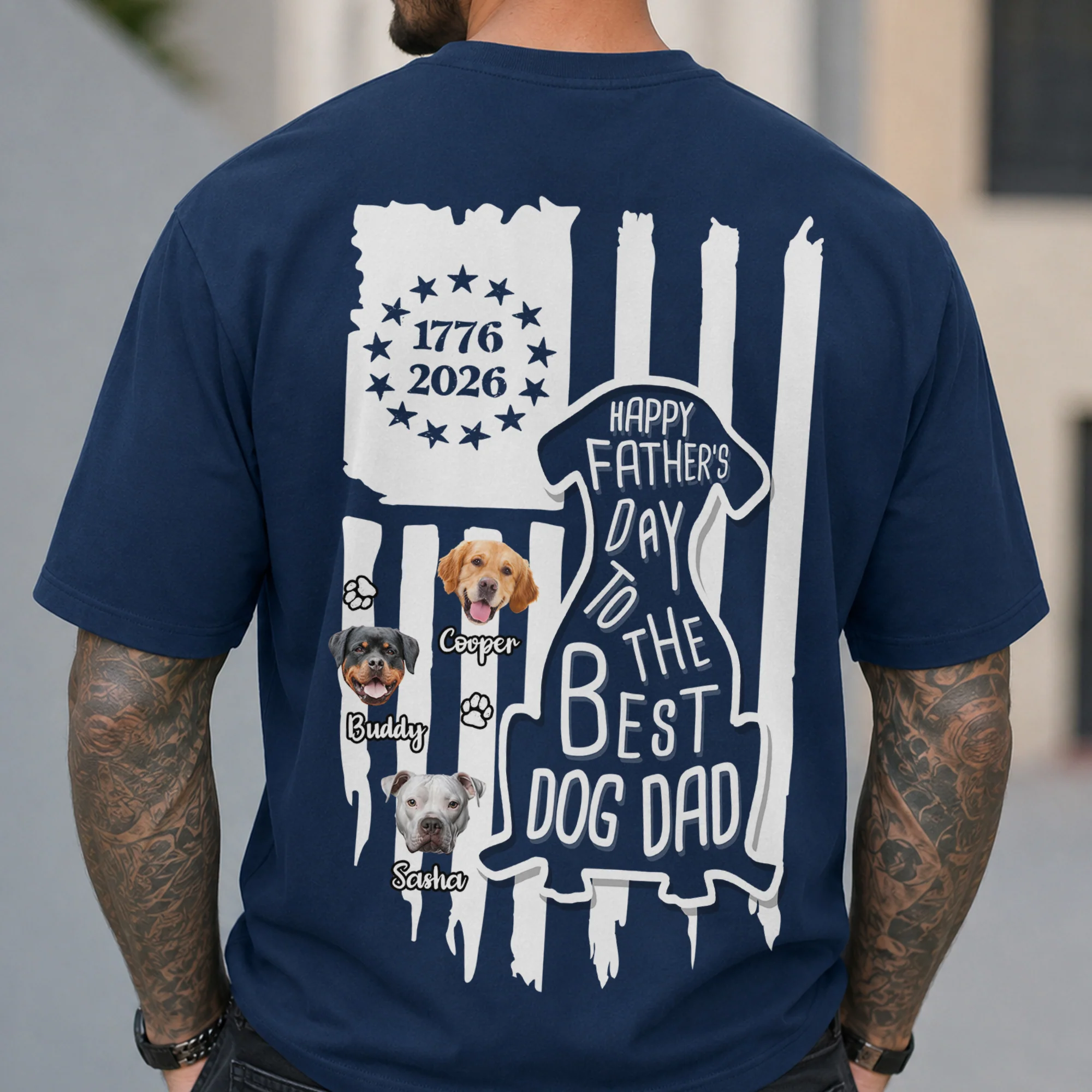 Custom Photo Happy Father's Day To Best Dog Dad Flag Back Comfort Shirt HO82 902792 - Image 5