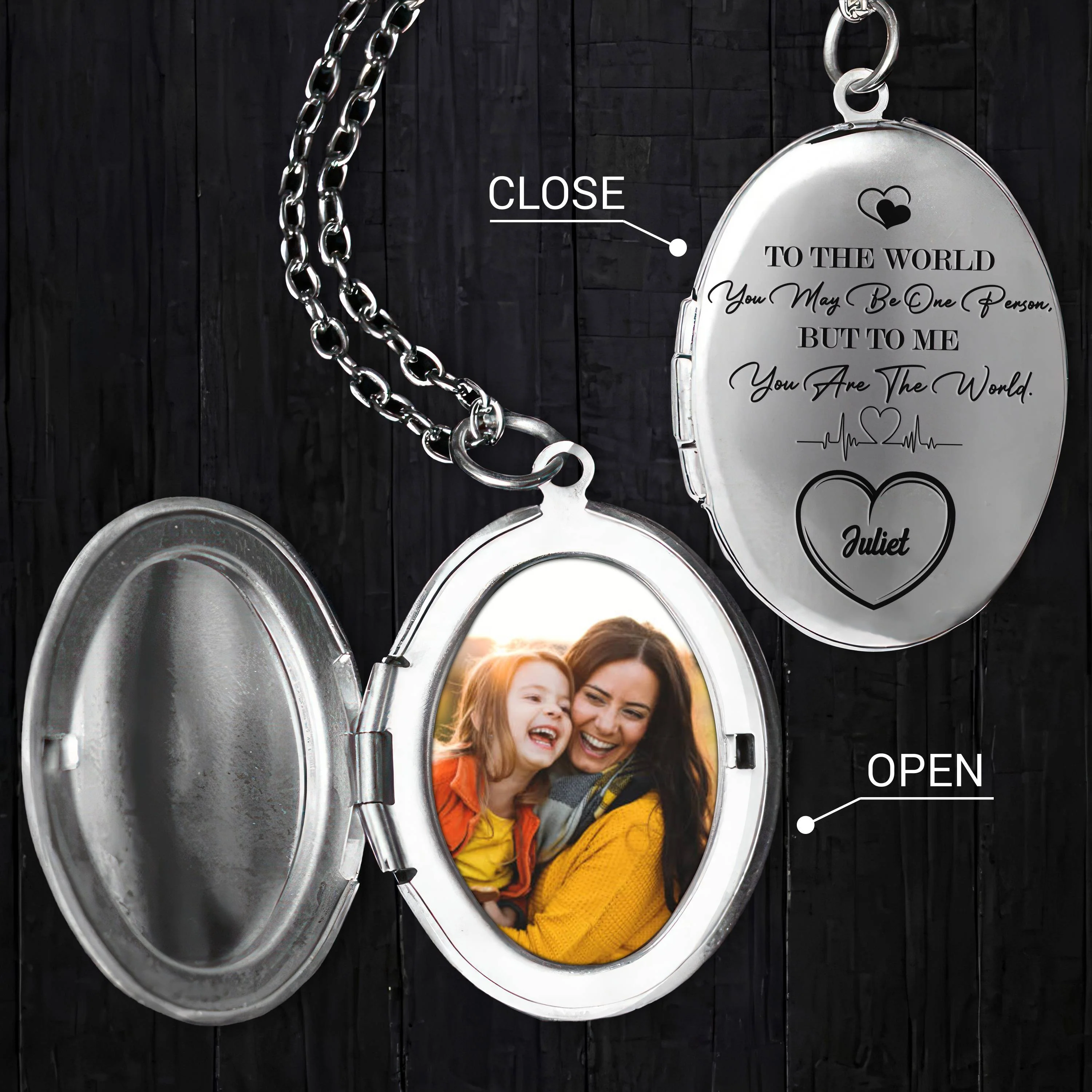 Custom Photo Happy Mother's Day Gift To Me You Are The World Locket Necklace HO82 893658 - Image 4