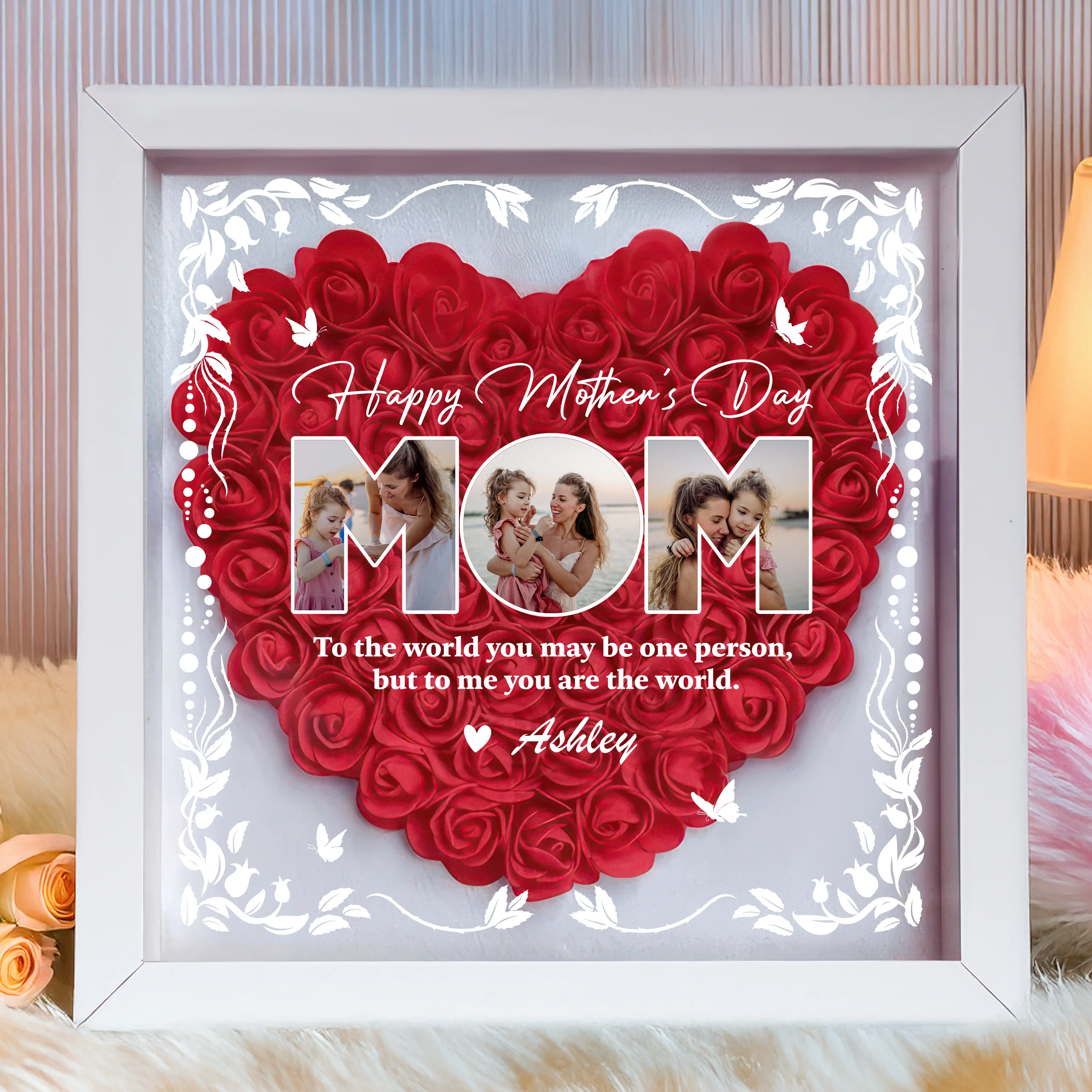 Custom Photo Happy Mother's Day Heart Flower Shadow Box HO82 893610 - Image 10