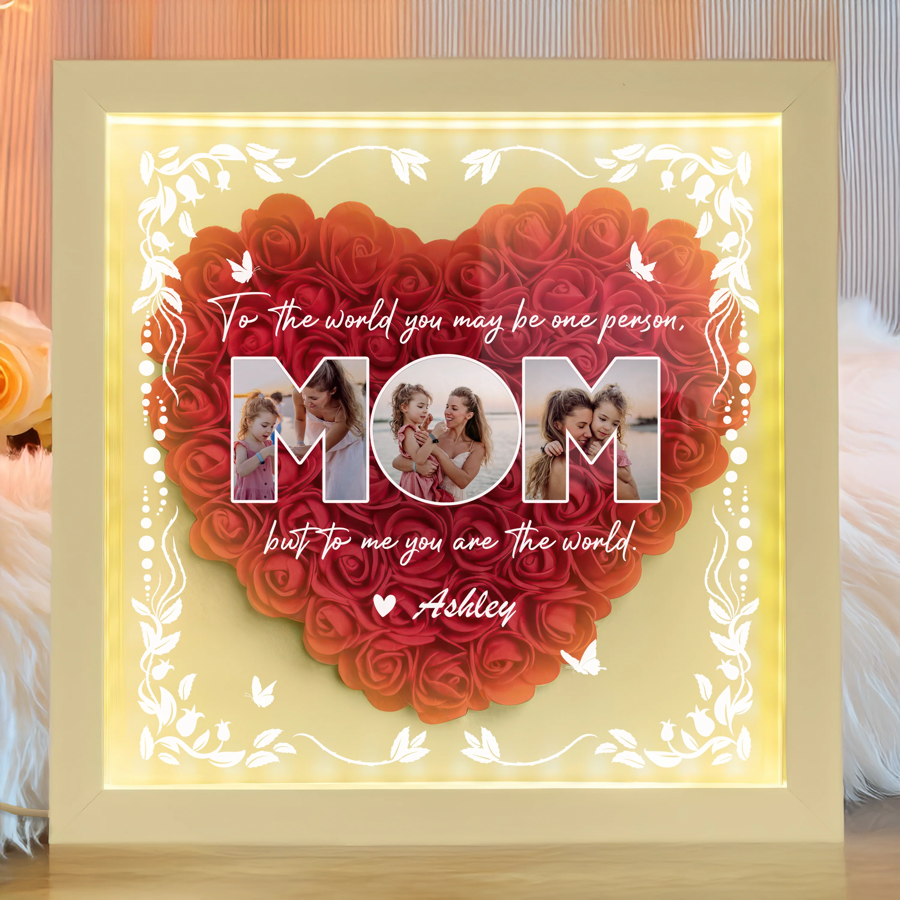 Custom Photo Happy Mother's Day Heart Flower Shadow Box HO82 893610 - Image 2