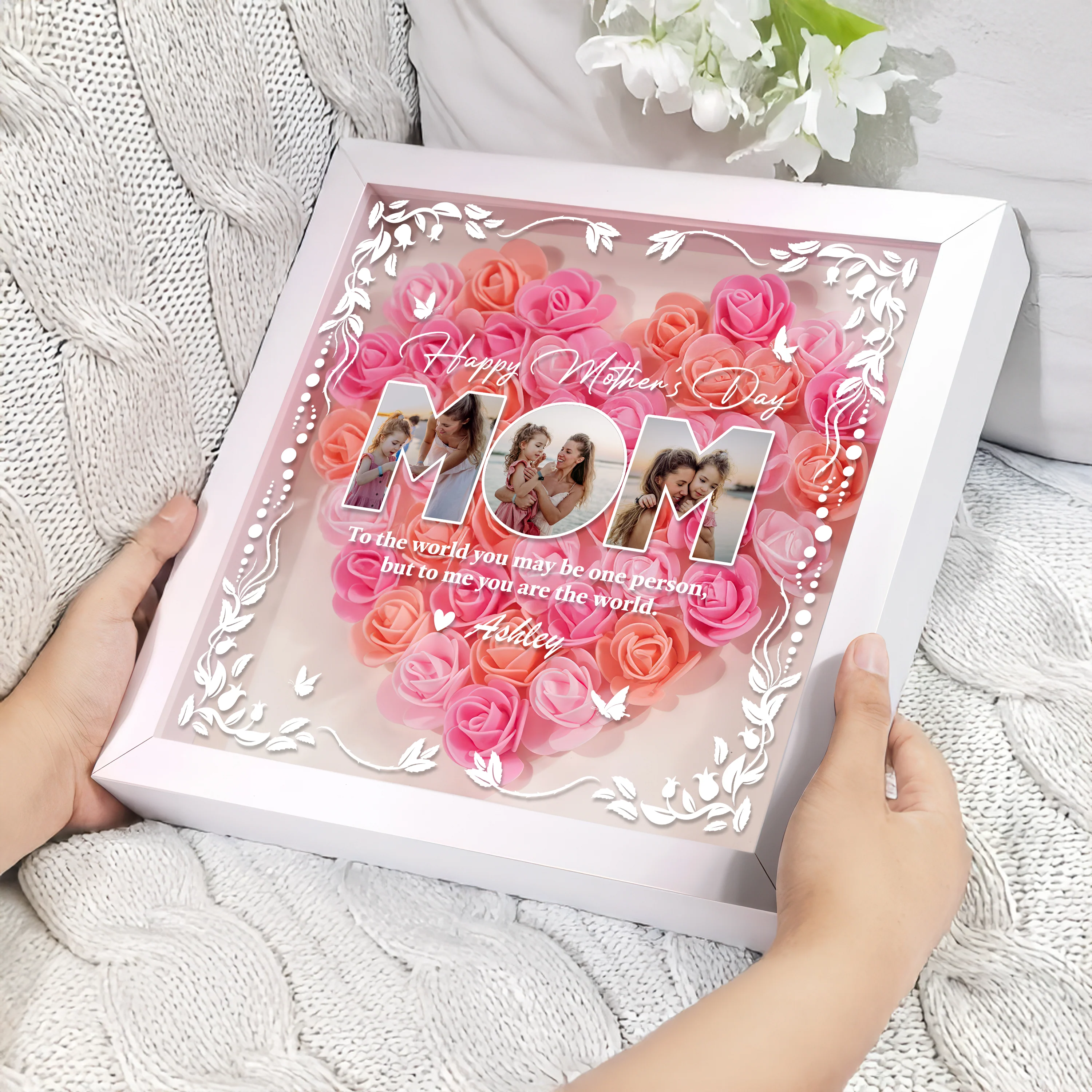 Custom Photo Happy Mother's Day Heart Flower Shadow Box HO82 893610 - Image 4