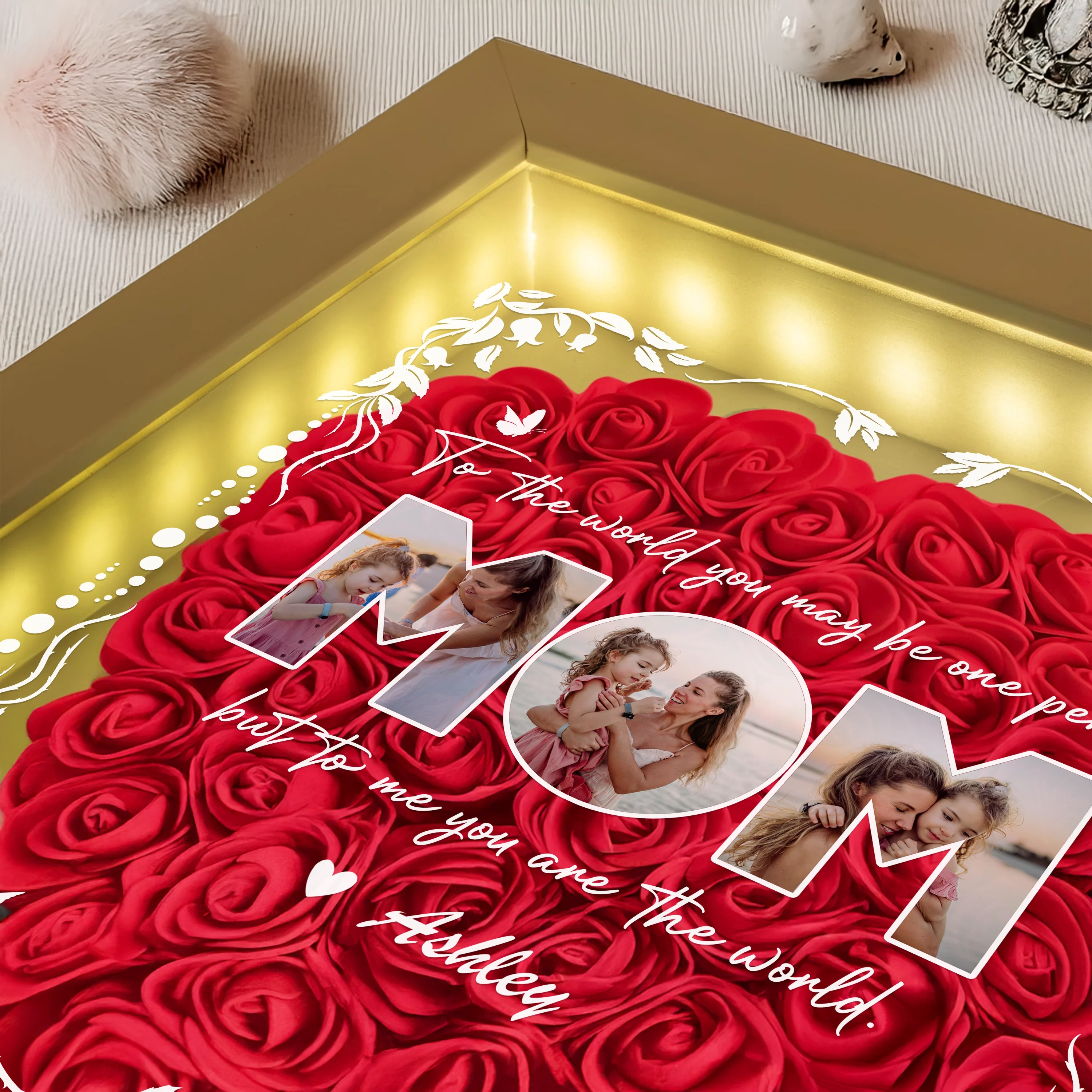 Custom Photo Happy Mother's Day Heart Flower Shadow Box HO82 893610 - Image 5