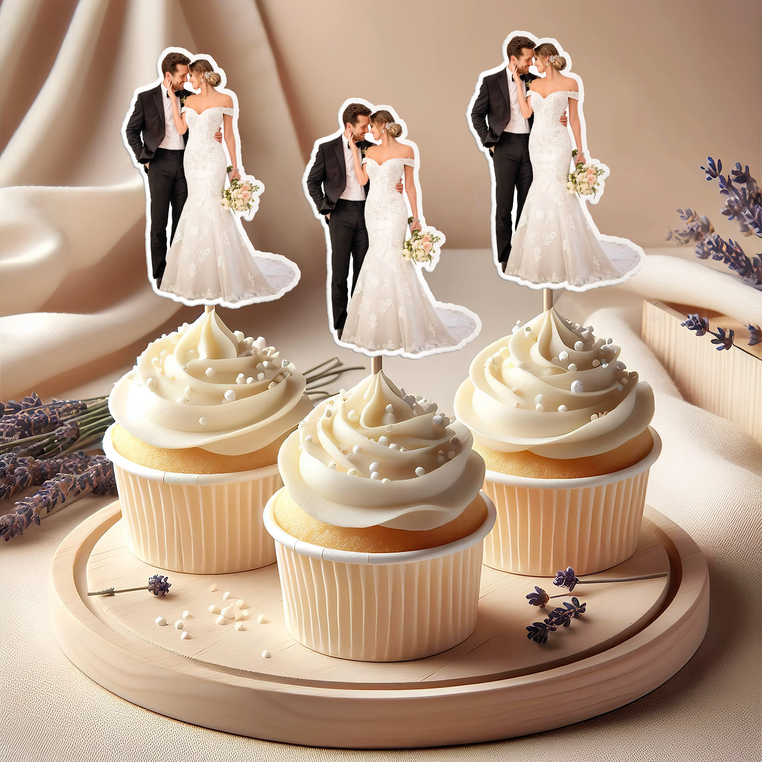 Custom Photo Happy Wedding Day Cupcake Toppers HO82 893638 - Image 4